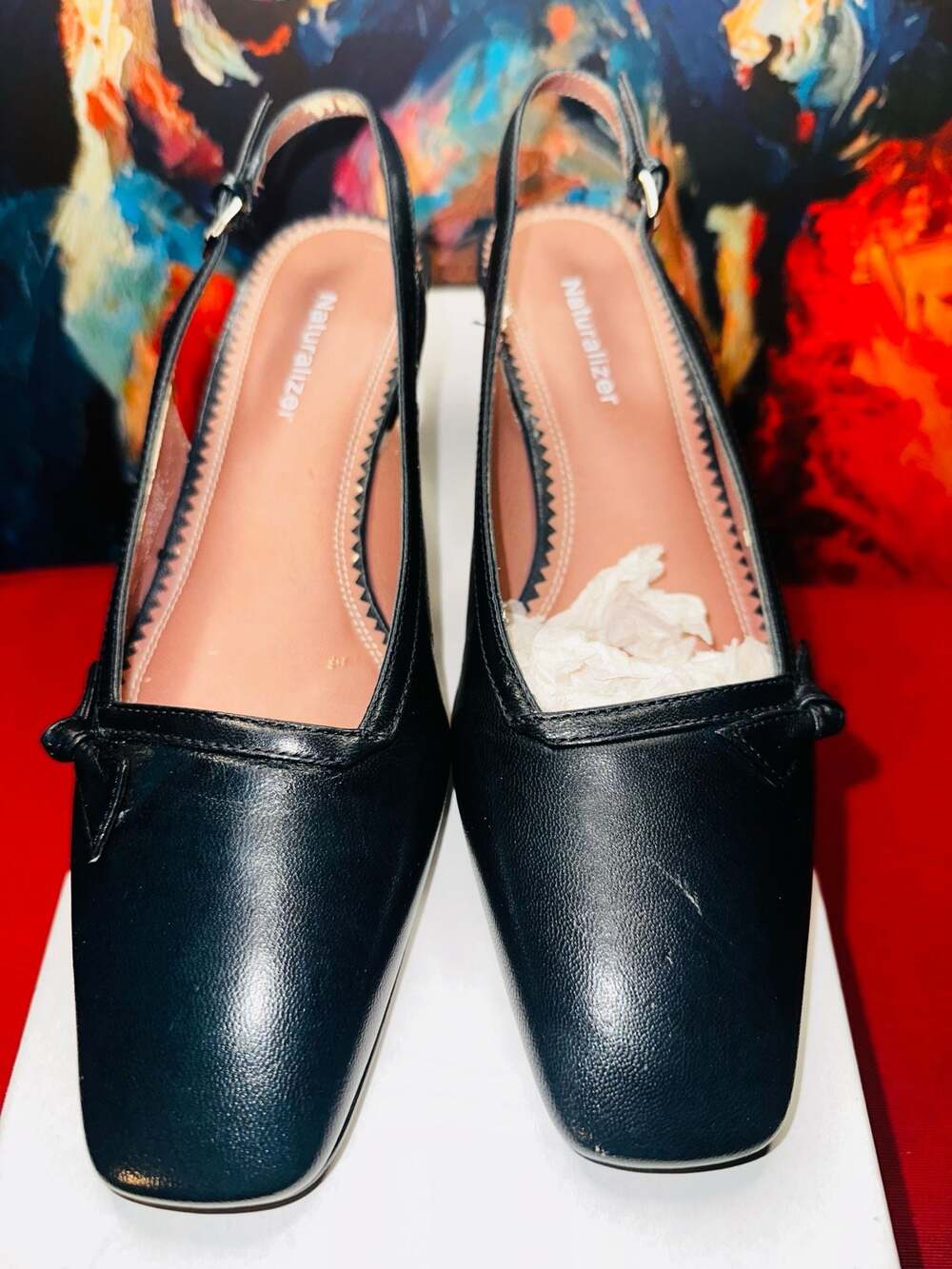 No.43 Naturalizer Gavin Navy Blue Leather Slingback Heels Size 7.5N
